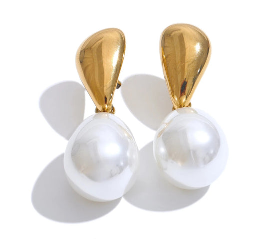 Popular Arrival Simulated Pearls Geometric Drop Elegant Earrings Stylish Stainless Steel Versatile Daily Jewelry Gift