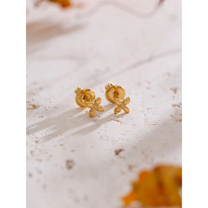 Mini Very Small Chic Heart Star Flower Round Daily Stacked-up Earrings Women Stainless Steel Versatile Waterproof Jewelry