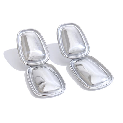 Fashion Stainless Steel Square Rectangle Drop Earrings Metal Stylish Statement Gold Platinum Plated Jewelry Waterproof