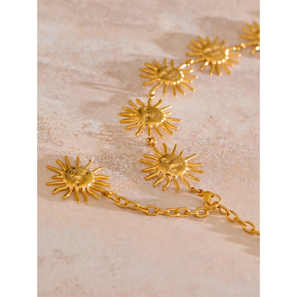 Exclusive Stainless Steel Creative Sun Face Belly Waist Chain Sexy Jewelry 18K PVD Plated Summer Beach Fashion Accessory