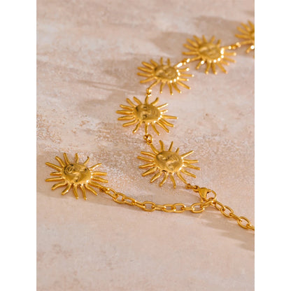 Exclusive Stainless Steel Creative Sun Face Belly Waist Chain Sexy Jewelry 18K PVD Plated Summer Beach Fashion Accessory