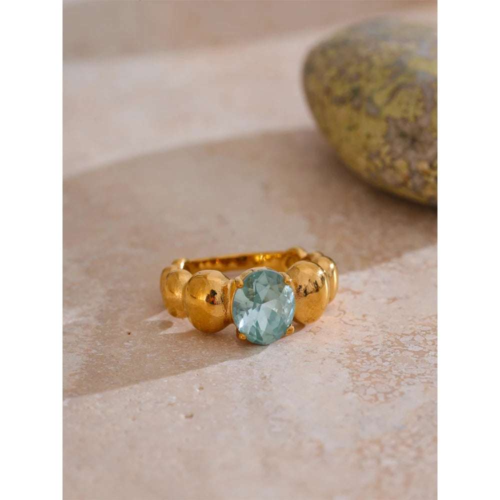 Size 678 Blue Shiny Cubic Zirconia Casting Ring Fashion 316 Stainless Steel High Quality Charm Finger Jewelry Accessory