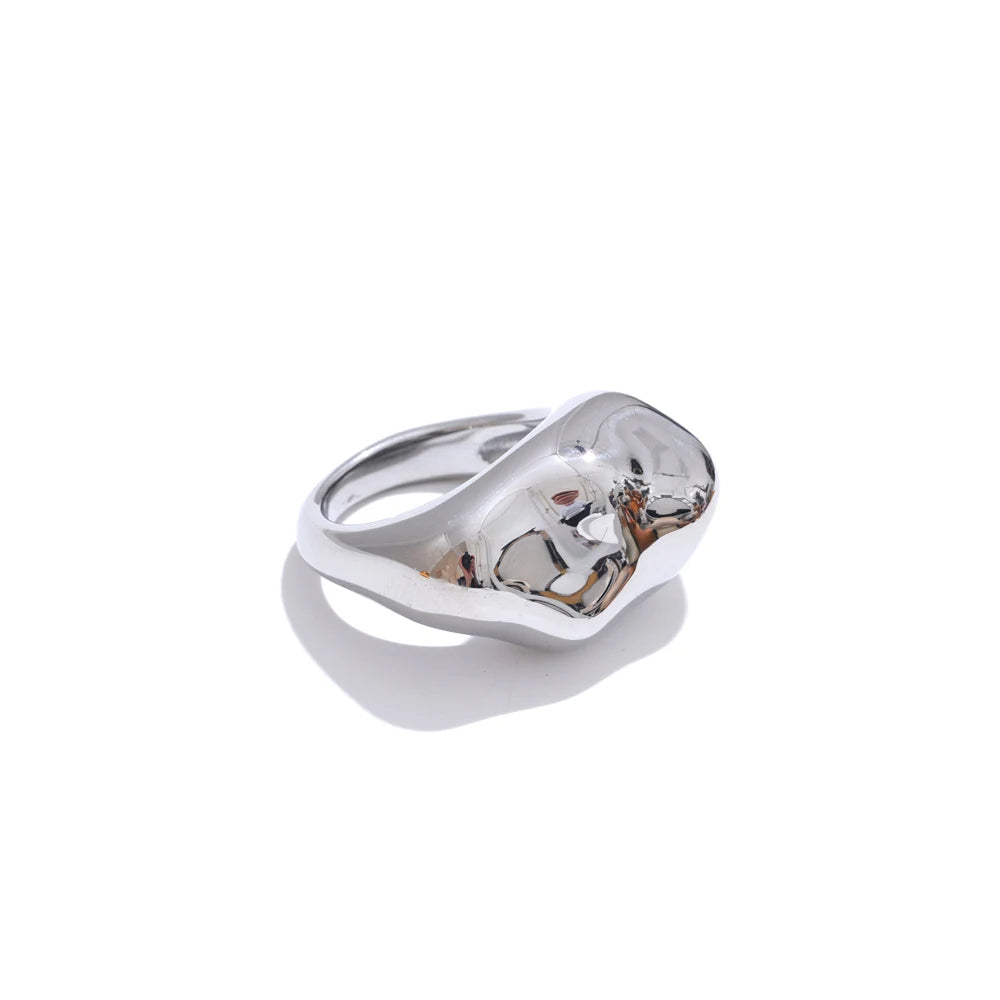 Statement Stainless Steel Metal PVD Plated Geometric Cast Finger Ring New Arrivals High Quality Texture Jewelry 2025 Gift