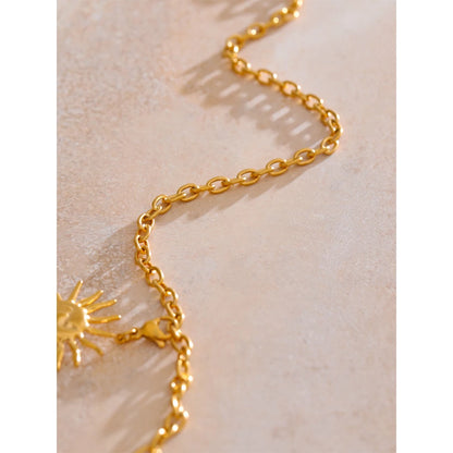Exclusive Stainless Steel Creative Sun Face Belly Waist Chain Sexy Jewelry 18K PVD Plated Summer Beach Fashion Accessory