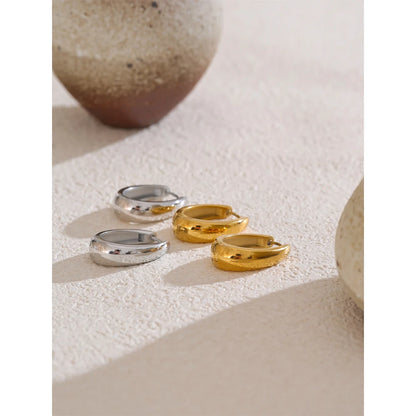 316L Stainless Steel Geometric U-Shape Hoop Earrings 18K Gold PVD Plated Popular Daily Classy Waterproof Jewelry Accessory