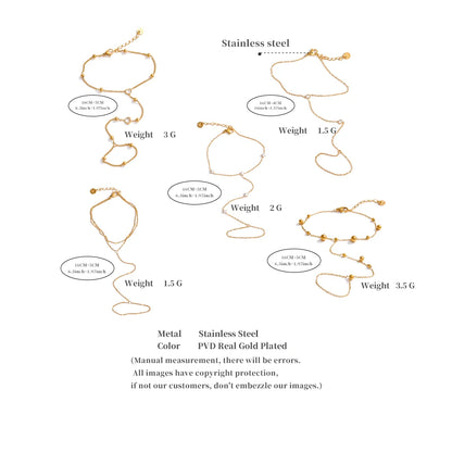 Trendy Stainless Steel Zircon Beads Back of Hand Chain Finger Bracelet Fashion Chic Sexy Jewelry Waterproof Wholesale Gift