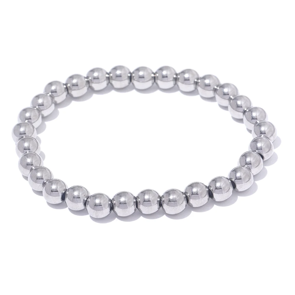 3/4/5/6 MM Stainless Steel Beads Daily Handmade Elastic Bracelet Bangle Waterproof Wrist Wholesale Gold Color Jewelry Men