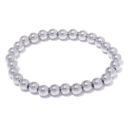 3/4/5/6 MM Stainless Steel Beads Daily Handmade Elastic Bracelet Bangle Waterproof Wrist Wholesale Gold Color Jewelry Men