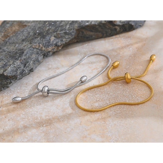 Fashion Exquisite Basic Chain Pull-out Adjustable Bracelet Bangle Gold Platinum Plated Daily High Quality Jewelry Gift