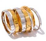 High Quality Stainless Steel Round Wide Bracelet Bangle Fashion Texture Gold Silver Color Waterproof Charm Jewelry Gift