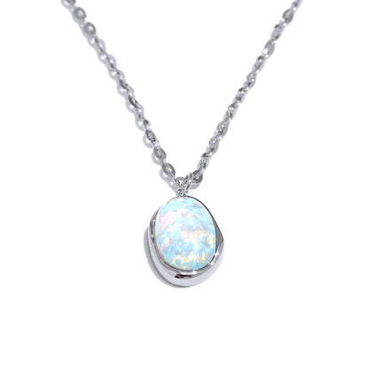 Exquisite Stylish Processed Opal Stone Minimalist Small Chic Pendant Necklace 18k Gold Plated Jewelry for Women Gift
