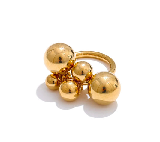 6789# Stainless Steel Beads Ball Handmade Ring Rust Proof 18K PVD Plated Personalized Trendy Charm Finger Jewelry 2025