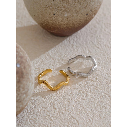 Distinctive Stainless Steel Irregular Hammer Metal Geometric Adjustable Ring Wholesale Accessories Attractive Jewelry