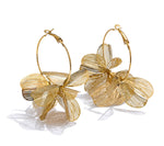 Exclusive Design Stainless Steel Metal Flower Big Hoop Earrings Personality Fashion Waterproof Eye-catching Jewelry