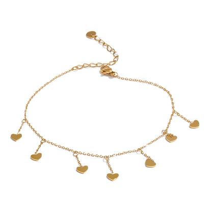 Summer Arrival Stainless Steel Heart Drop Exquisite Foot Chain Anklet for Women Waterproof Sandy Beach Jewelry Bijoux