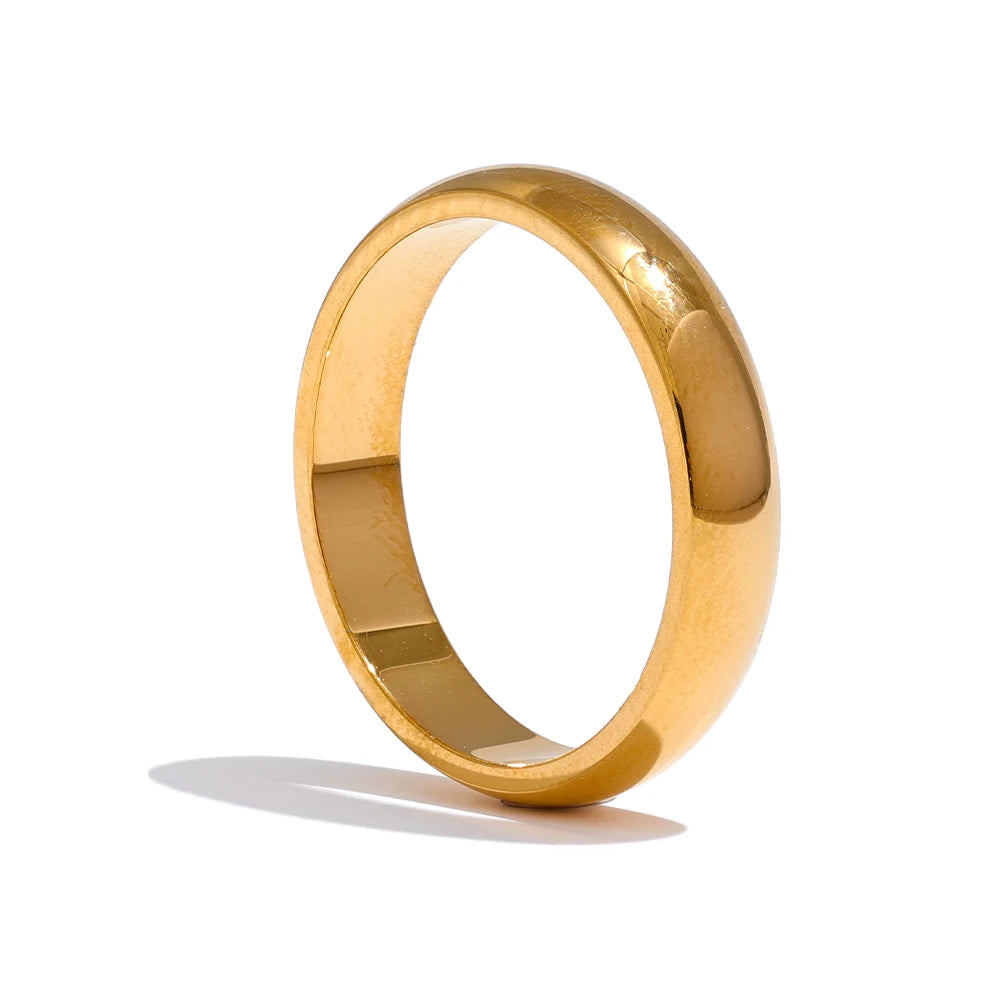 6789# Daily Classic Fashion Stainless Steel Smooth Glossy Ring 18k Gold Plated Hypoallergenic Jewelry High Quality Plated
