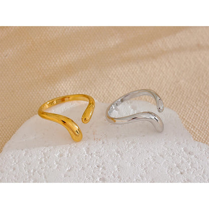 Minimalist New Style Stainless Steel Open Chic Adjustable Ring Fashion Thin Finger Korean High Quality Jewelry 18K Golden