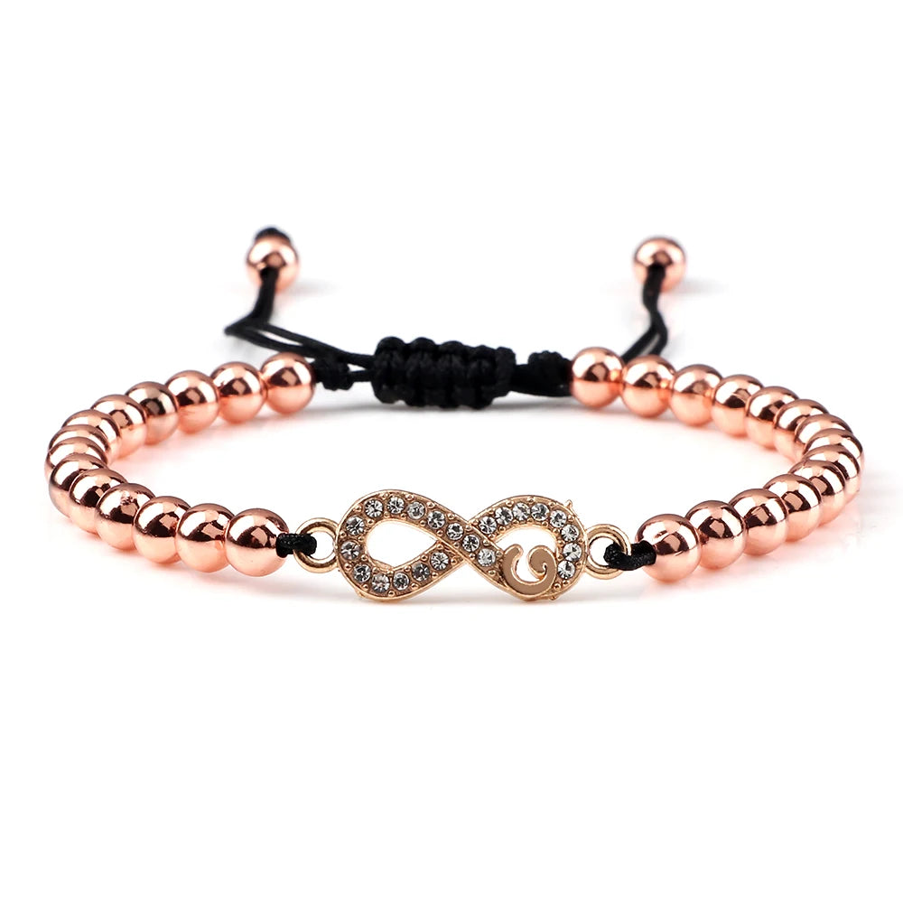 Charm Skull Head Copper Beads Bracelets Handmade Pave CZ Skeleton Crystal Adjustable Bracelet Punk Wrist Jewelry for Women Men