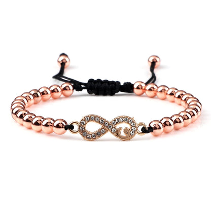 Charm Skull Head Copper Beads Bracelets Handmade Pave CZ Skeleton Crystal Adjustable Bracelet Punk Wrist Jewelry for Women Men