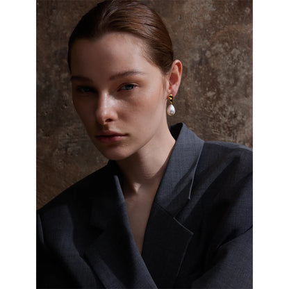 Popular Arrival Simulated Pearls Geometric Drop Elegant Earrings Stylish Stainless Steel Versatile Daily Jewelry Gift