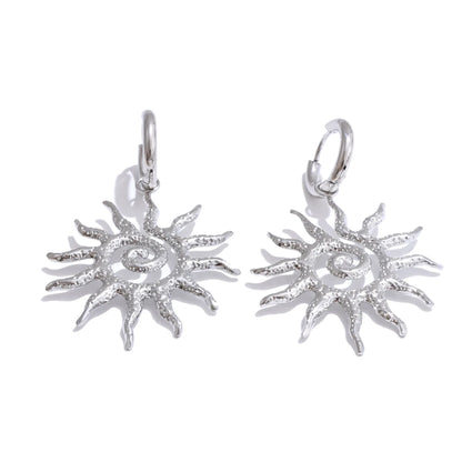New Popular Stainless Steel Sun Drop Necklace Hoop Earrings for Women Tarnish Resistant Charm Jewelry Set Accessories Gift