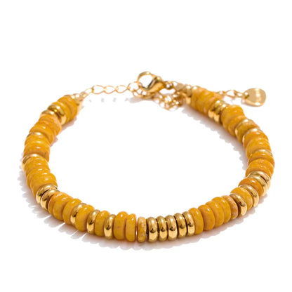 Colorful Natural Stone Beads Chain Handmade Bracelet Bangle Waterproof Bohemia Stainless Steel Y2K Trendy Jewelry Gift