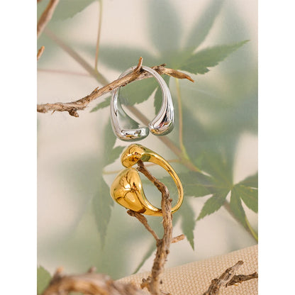 Stainless Steel High Quality Minimalist Daily Smooth Fashion Open Adjustable Ring Waterproof Electroplated Cast Jewelry
