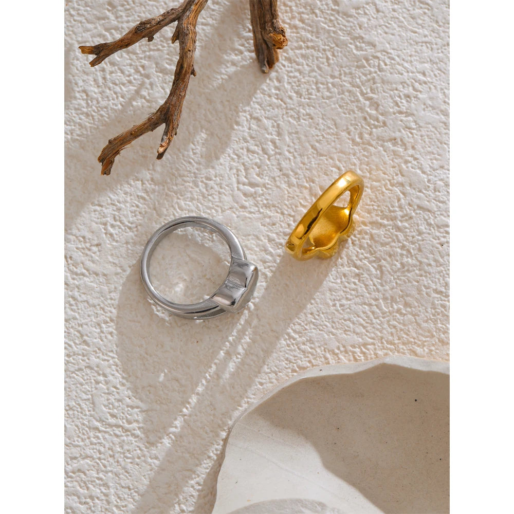 6789# Stainless Steel Metal Heart High Quality Women Ring Gold Silver Color Charm Romantic Jewelry 18K PVD Plated