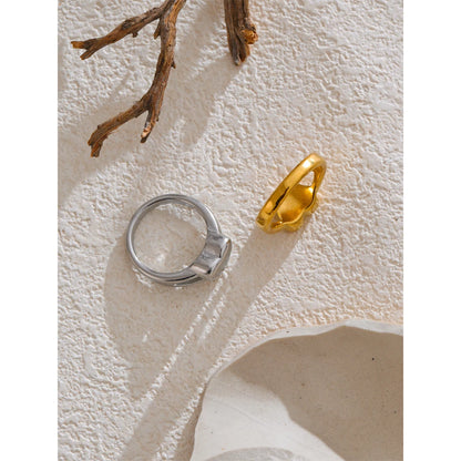 6789# Stainless Steel Metal Heart High Quality Women Ring Gold Silver Color Charm Romantic Jewelry 18K PVD Plated