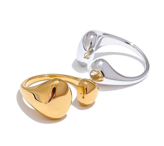 Stainless Steel High Quality Minimalist Daily Smooth Fashion Open Adjustable Ring Waterproof Electroplated Cast Jewelry