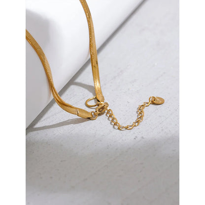 Snake Chain Double Layer Stainless Steel Water Drop Pendant Necklace for Women Statement 18k Gold Color Jewelry Waterproof