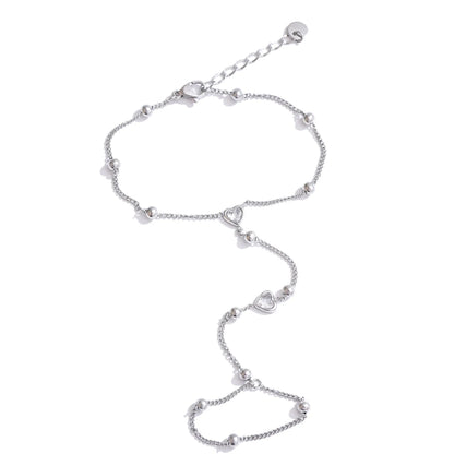 Trendy Stainless Steel Zircon Beads Back of Hand Chain Finger Bracelet Fashion Chic Sexy Jewelry Waterproof Wholesale Gift