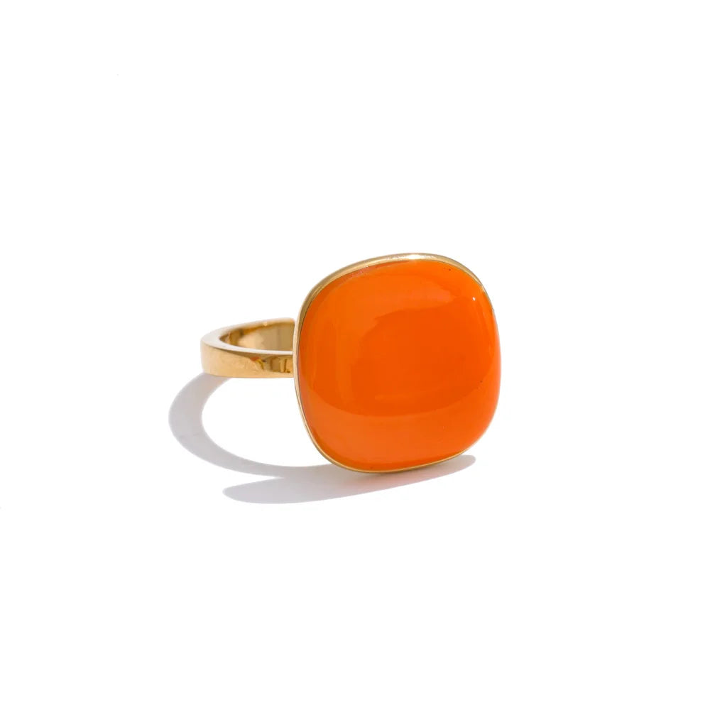 Arrivals Candy Sweet Square Adjustable Ring 18K Golden PVD Plated Stainless Steel Summer Popular Charm Jewelry Gift