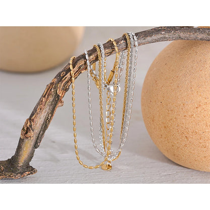 Classic Double Layer Exquisite Chain Stainless Steel Stylish Anklet Women Trendy Summer Charm Gold Silver Color Jewelry