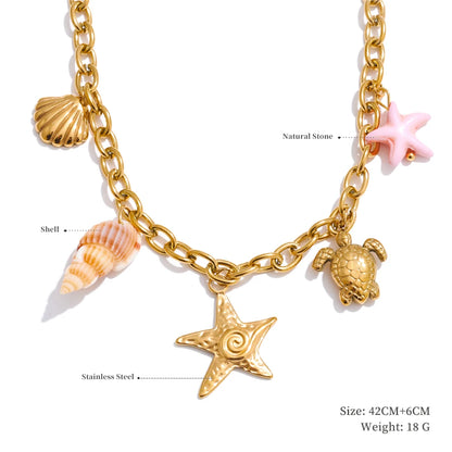 Trendy Sun Ocean Charm Pendant Handmade Jewelry Golden Waterproof PVD Plated Stainless Steel Summer Jewelry 2025 Wholesale