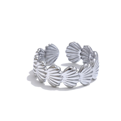 Ocean Style Adjustable Metal Shell Open Ring High Quality Plated for Women 316L Stainless Steel Summer Trendy Jewelry Gift