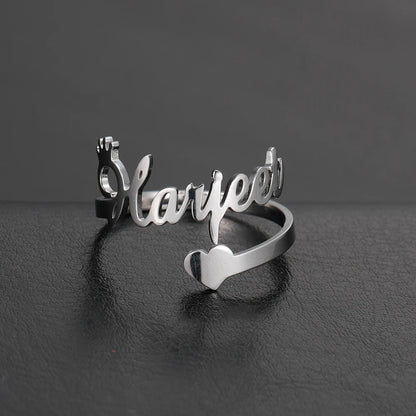 Custom Double First Name Finger Ring For Women Men Personalized Rings Couple Family Gift Gold Color Stainless Steel Jewelry