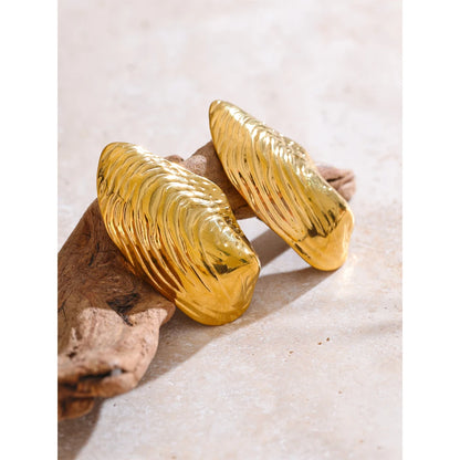 Stainless Steel Statement Gold Color PVD Plated Big Stud Earrings for Women Jewelry Waterproof Charm Fashion Accessories