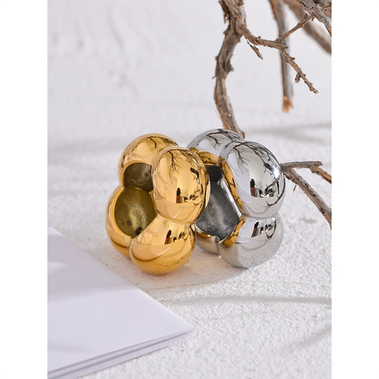 316l Stainless Steel Flower Hollow Big Fashion Statement Ring Waterproof Texture Jewelry Attractive Women Bijoux Gift