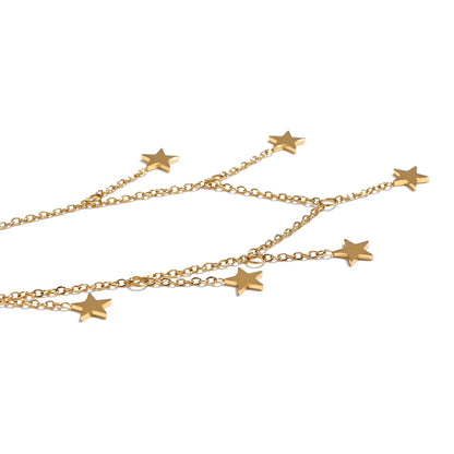 316L Stainless Steel Long Star Chain Anklet Summer Beach Foot Jewelry 18K PVD Plated Waterproof Accessories