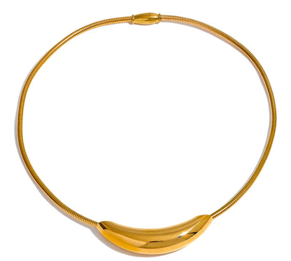 Waterproof Stainless Steel Popular Choker Light Necklace Women Statement Metal 18K Gold Plated Trendy Fashion Jewelry