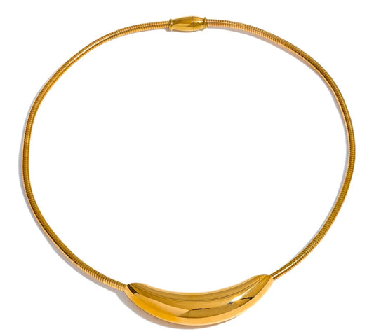 Waterproof Stainless Steel Popular Choker Light Necklace Women Statement Metal 18K Gold Plated Trendy Fashion Jewelry
