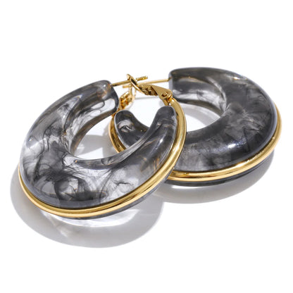White Green Black Pink Brown Acetate Acrylic Chunky Hoop Earrings Daily Stainless Steel Trending Ear Jewelry Accessories