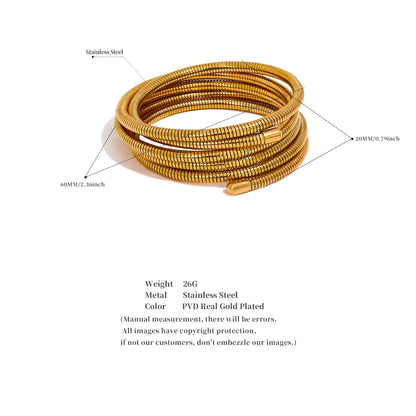 Stainless Steel Stackable Multi-Layer Wrap Arm Bracelet Bangle Metal Elastic Waterproof Fashion Unisex Jewelry Men Women
