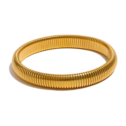 Waterproof Stainless Steel Elastic Thick Metal Bracelet Bangle 18K Gold Plated Trend Fashion Unisex Jewelry Men Women