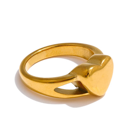 6789# Stainless Steel Metal Heart High Quality Women Ring Gold Silver Color Charm Romantic Jewelry 18K PVD Plated