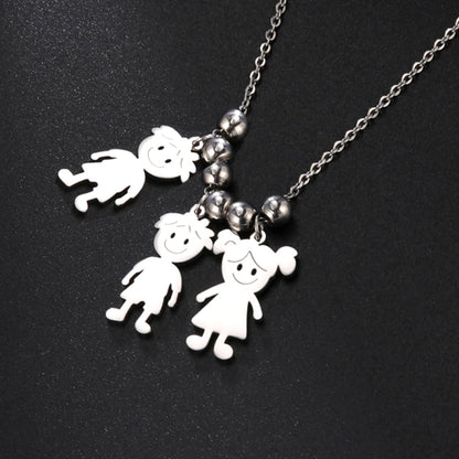Personalized Boy Girl Necklace Custom Chain Name Mother Father Day Kid Family Gift For Women Men Stainless Steel Pendant Jewelry