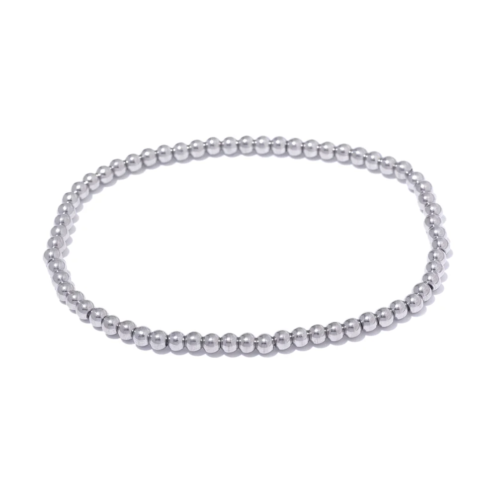 3/4/5/6 MM Stainless Steel Beads Daily Handmade Elastic Bracelet Bangle Waterproof Wrist Wholesale Gold Color Jewelry Men