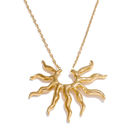 Individualistic Stainless Steel Metal Trendy Sun Pendant Necklace Hot Style Attractive Jewelry Waterproof Accessories Gift