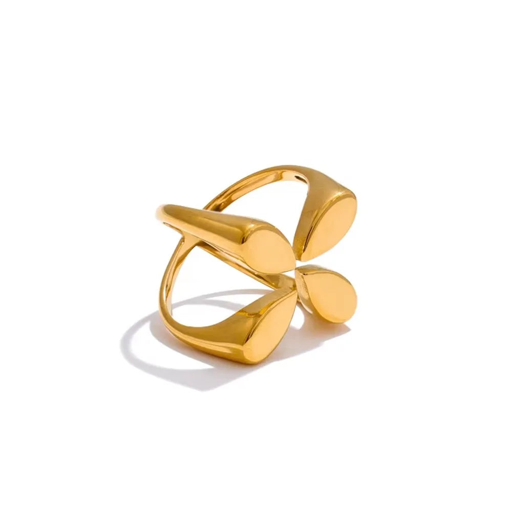Stylish Unique Design Stainless Steel Wide Open Ring Water Resistant Metal Distinctive Finger Jewelry Accessories